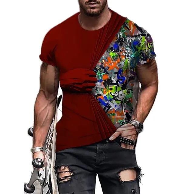 Men's short sleeve t-shirt with 3D design print - Carl