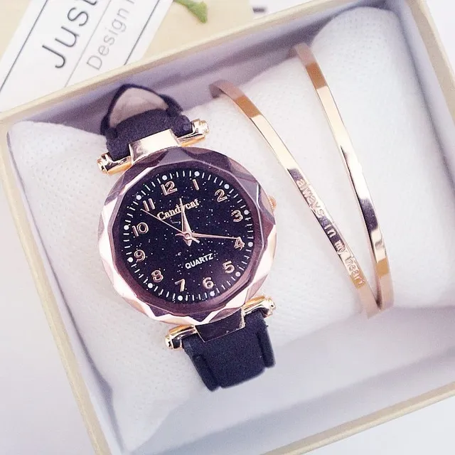 Ladies luxury watch with leather strap