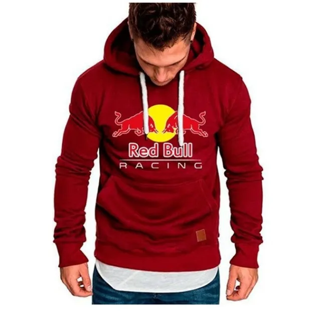 Men's modern hoodie with hood and kangaroo pocket m wine-red-3