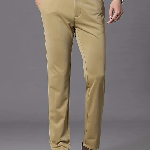 Men's classic formal trousers with a slight stretch in a monochrome design, ideal for spring/summer