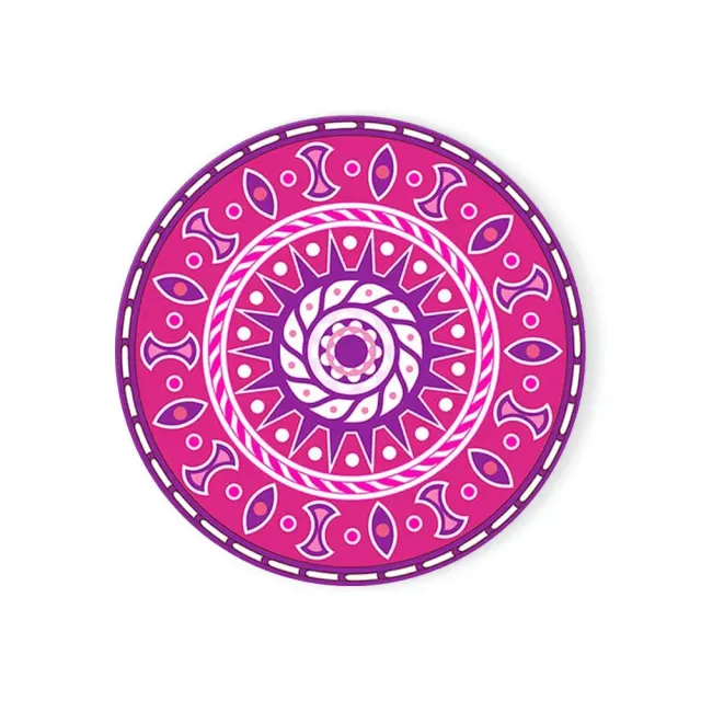 Enamel coaster with mandala pattern and cork base