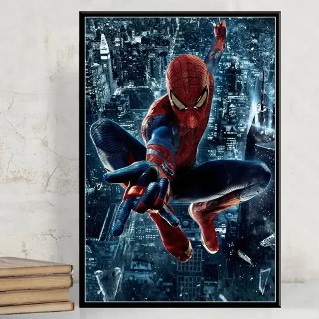 Poster on the wall with superhero motifs Spider-man