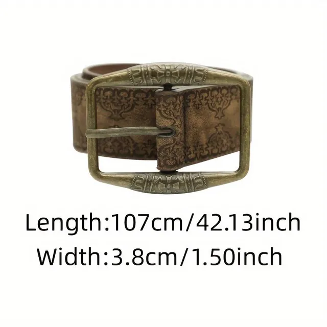 God's brown strips with floral relief and classical buckle for everyday wearing to jeans and pants