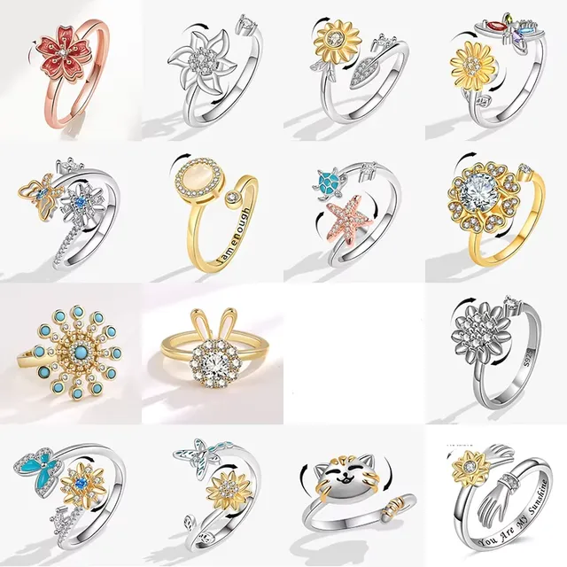 Fashion ring against stress for women with cute rotating design