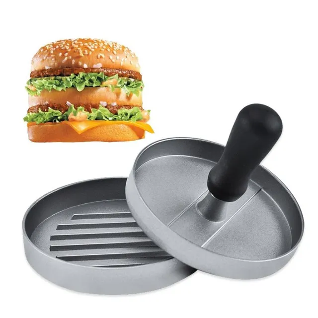 Practical stainless steel form for shaping minced meat into a burger
