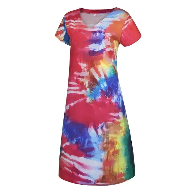 Beautiful ladies colourful dress with short sleeves