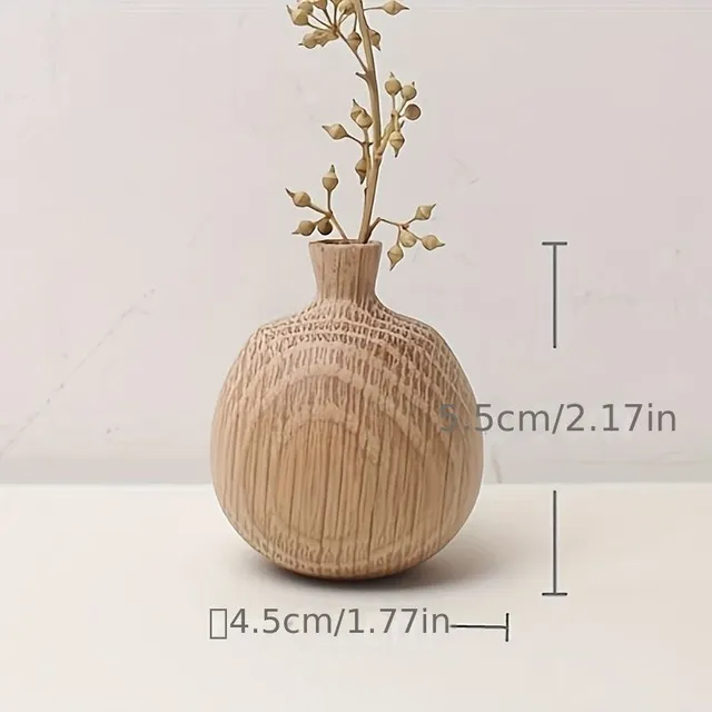 Oak vases in casual style, Japanese craft with wooden vase with natural surface - ideal for minimalist and zen interiors