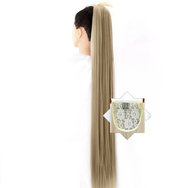 Long synthetic hair with a drawstring for fastening the ponytail - various variations