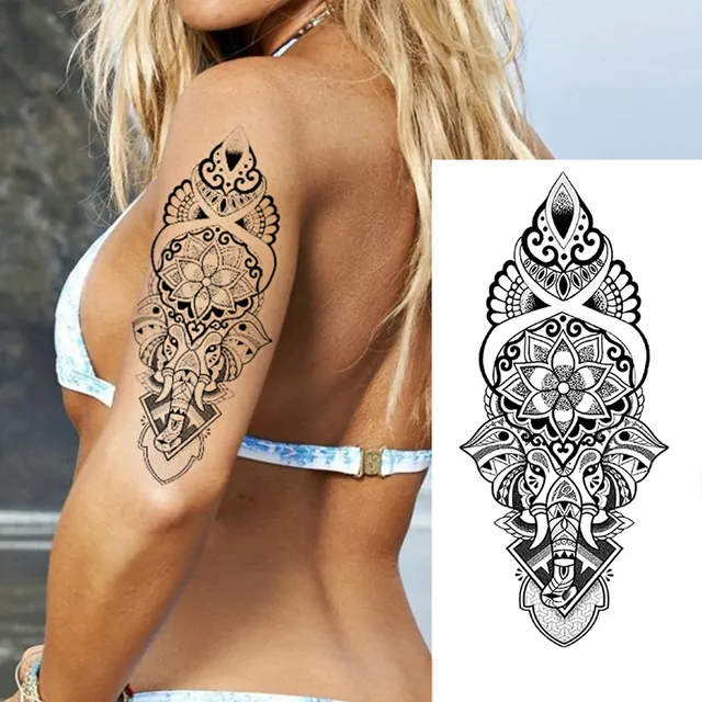 Women's waterproof fake tattoo on upper arm