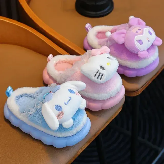 Kids cute slippers at home, soft and slippery