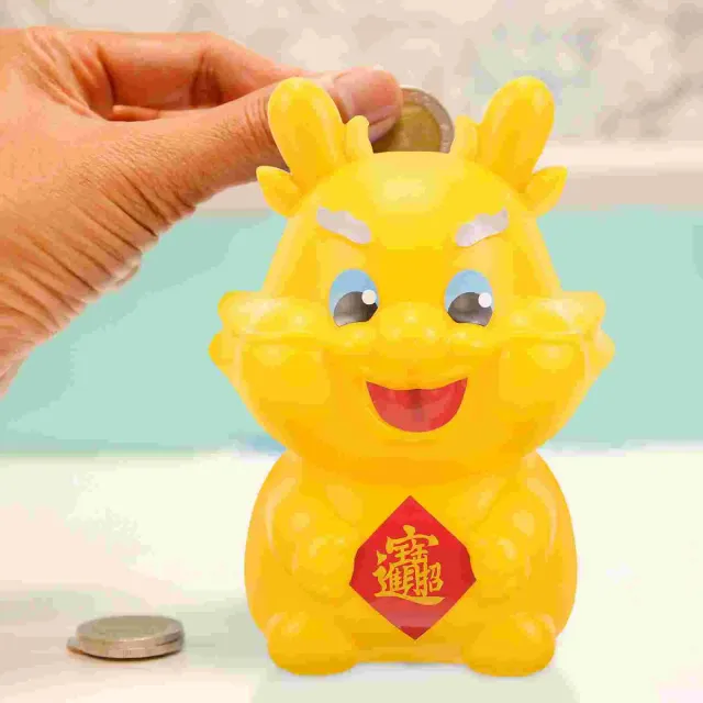 Cartoon piggy fortune made of plastic as a coin box