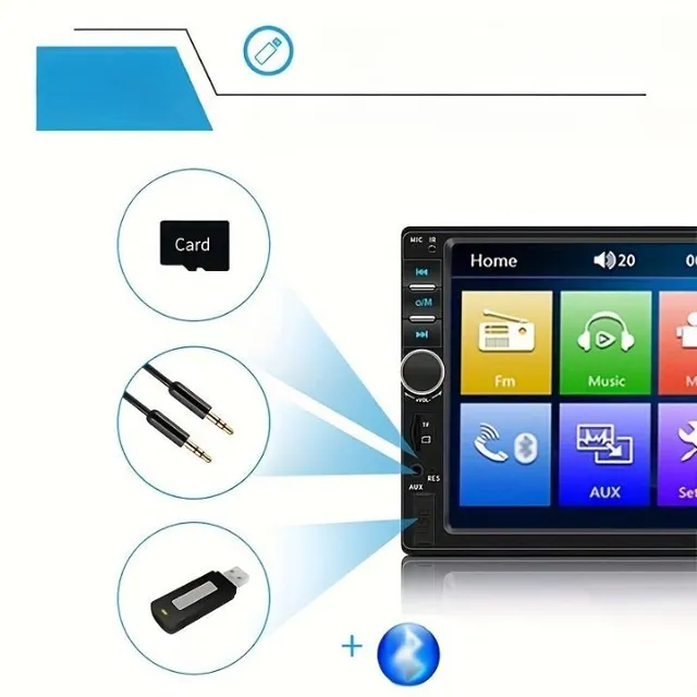 Autorádio s dotykovým displejem a dvojitým otočným mechanismem & zadní kamera, USB, AUX, FM, dálkové ovládání a přehrávač MP4