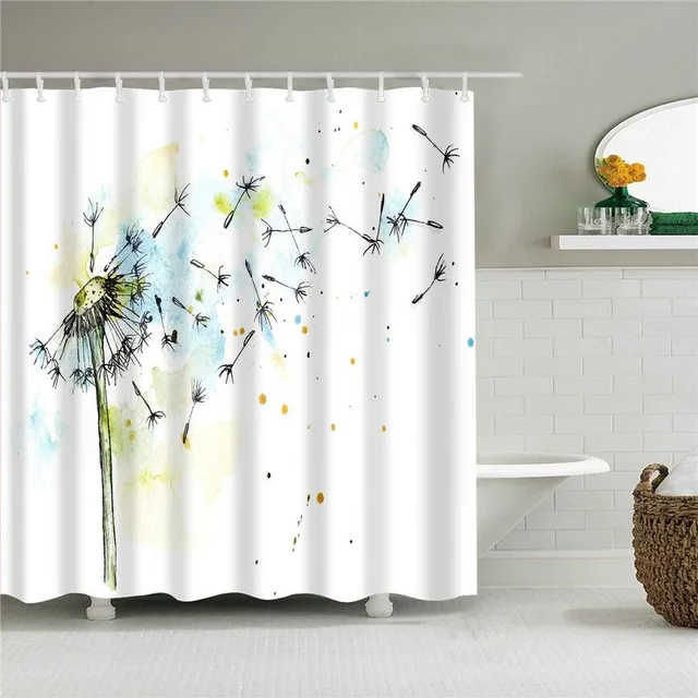 Practical bathroom curtain with flower motif