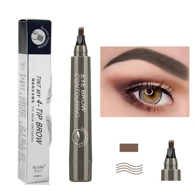 Waterproof eyebrow pencil with microblanding effect - multiple colours