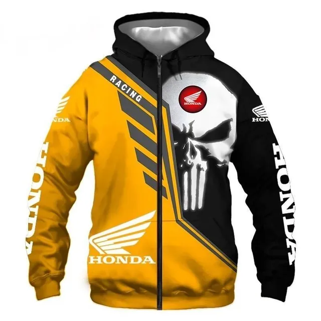 Men's zip-up hoodie with Moto print