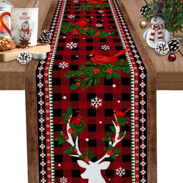 Christmas table runner from household linen and dining room