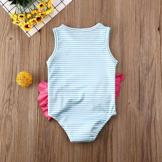 Baby girls cute swimsuits with flamingo and sleeveless stripes