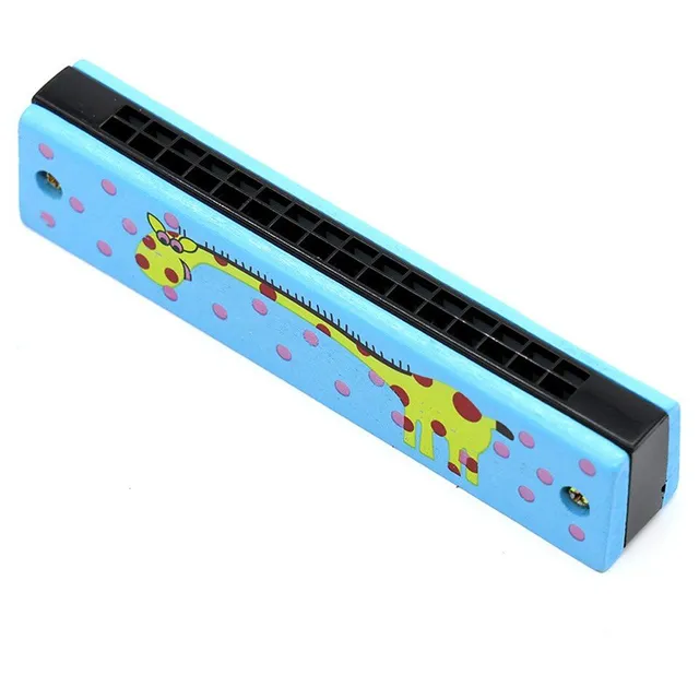 Children's wooden blowing harmonica with cute motif