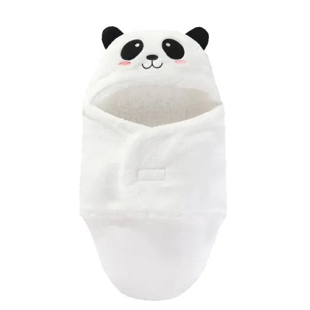 Cute winter roll sleeping bag for newborns made of wool with cartoon hood