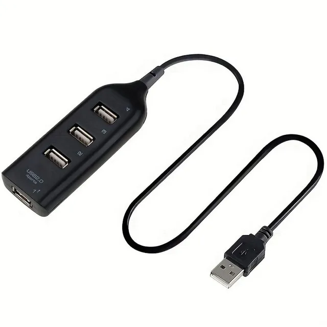 Compact USB 4 USB 2.0 port hub with Mini USB cable for easy multipop connection