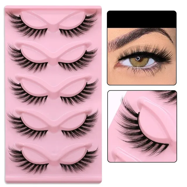 Set of 5 pairs of artificial algae Artificial long eyelashes with full strip Set for extension of algae Natural adhesive eyelashes