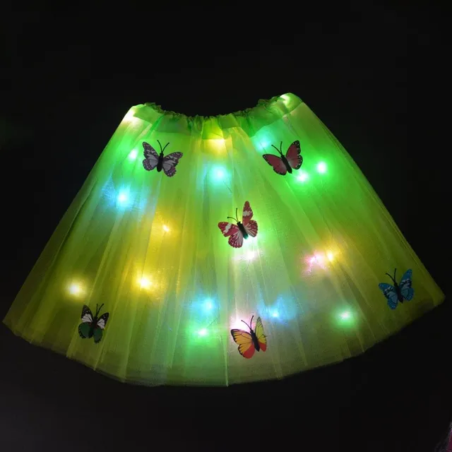Children's luminous skirt decorated with bow tie green-skirt-200006151