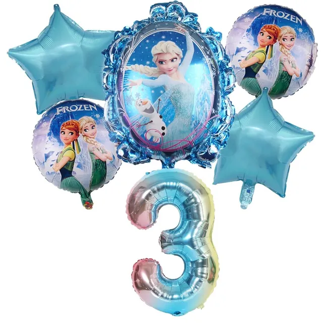 Detská modrá sada nafukovacích čísel Elsa