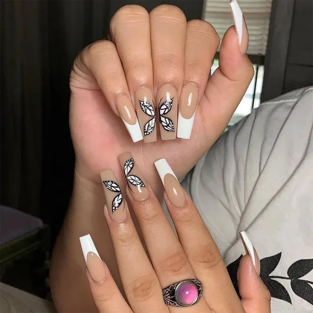 Estetyczne długie paznokcie akrylowe Sticky Nails Sticker Makeup Fashion Fits