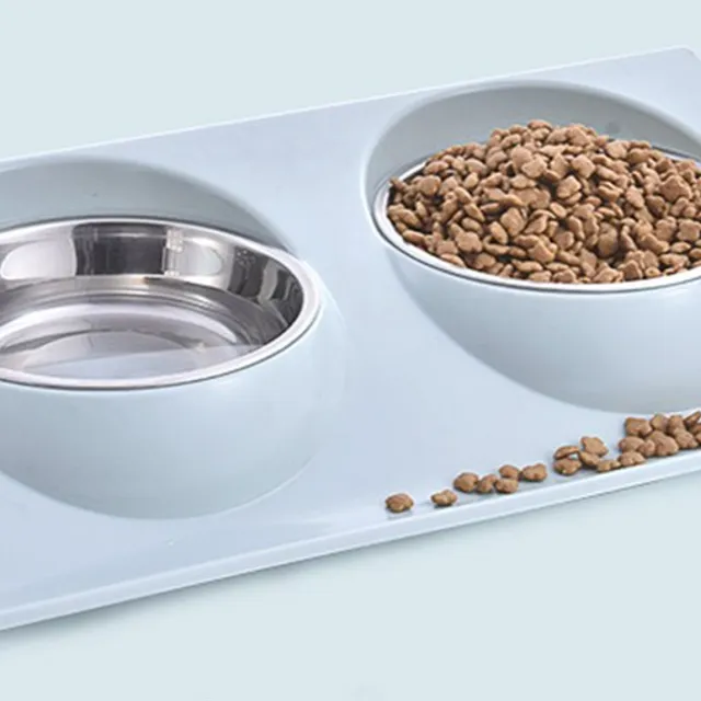 Double food and water bowl for pets