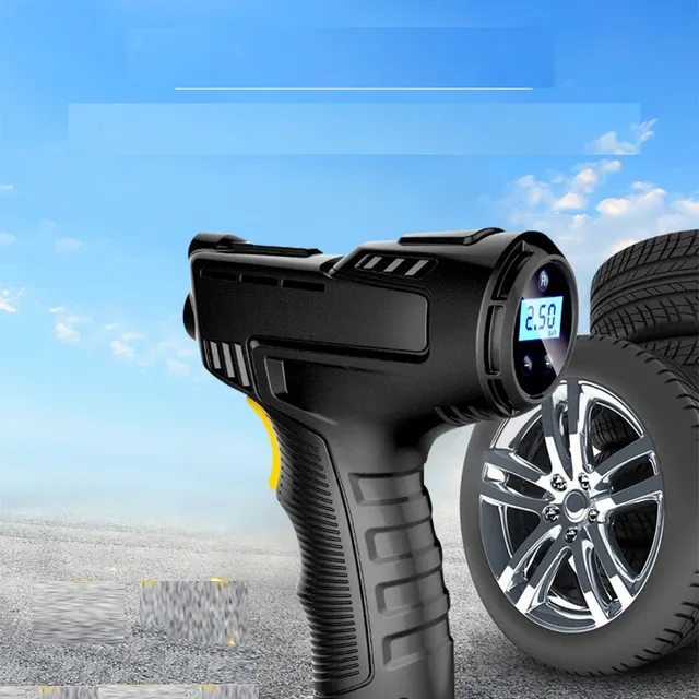 Pompă de aer portabilă cu compresor 120 W, fără fir/cu fir, digitală, pentru biciclete, roți și mingi