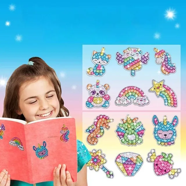 Glitter stickers with rhinestones for kids DIY