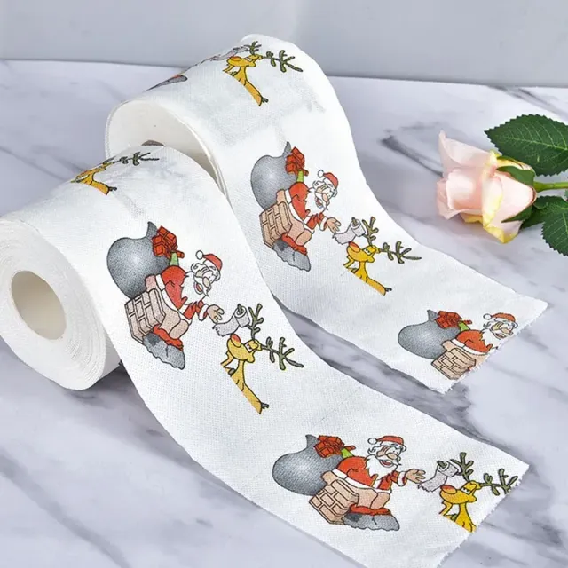 Świąteczny papier toaletowy z tematem Świętego Mikołaja - trzy