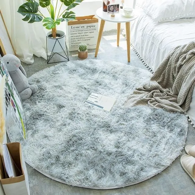 Kulatý huňatý koberec light-grey 60x60cm