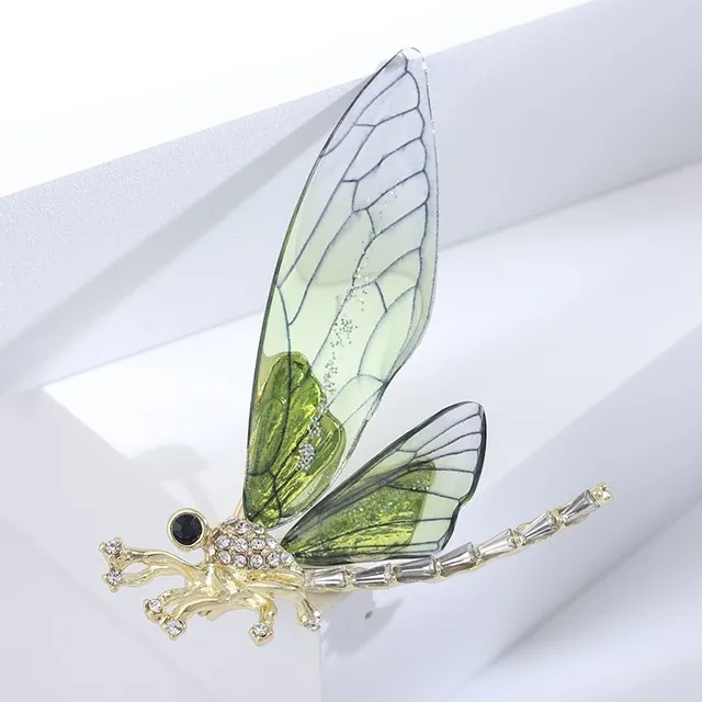 Krásna moderná guľôčková brošňa Vážka