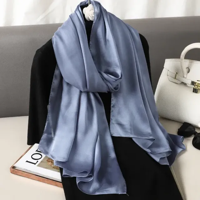 Fashionable satin scarf with a size of 90x180 cm for women