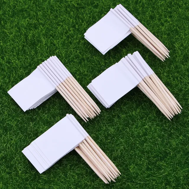 Stick with white flag 100 pcs