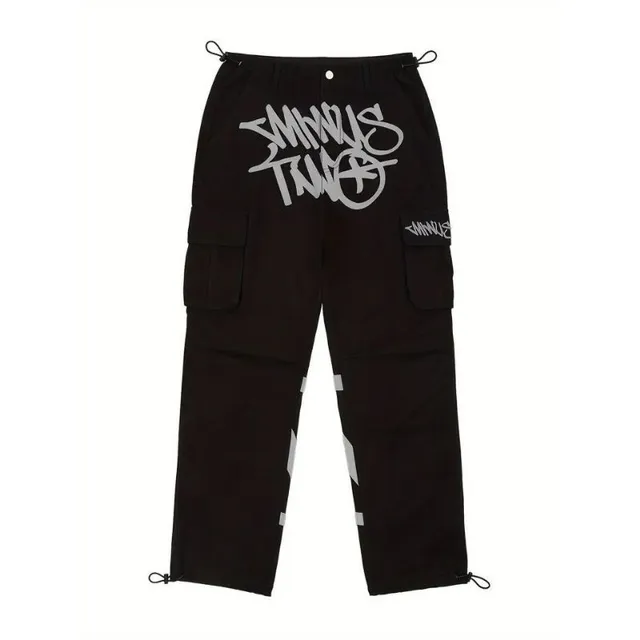 Men's cargo pants Y2K with scribble print