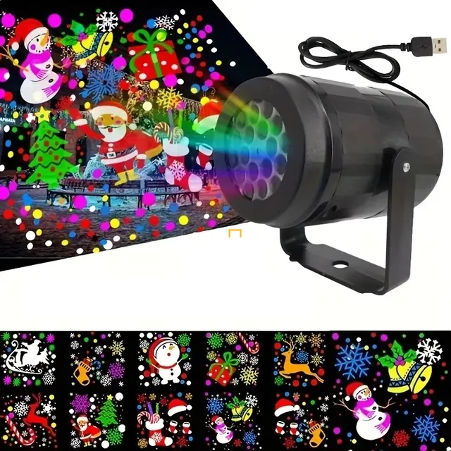 Christmas laser projector with snowflakes and 16 patterns