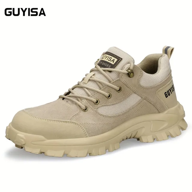 Men's work safety shoes made of suede, penetrating anti-slip with steel tip, industrial building sneakers