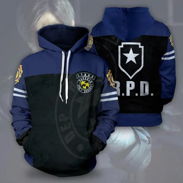 Stylish unisex hoodie with R.P.D. print from the popular Resident Evil game