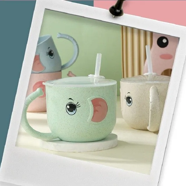 Tasse pour enfant avec paille éléphant