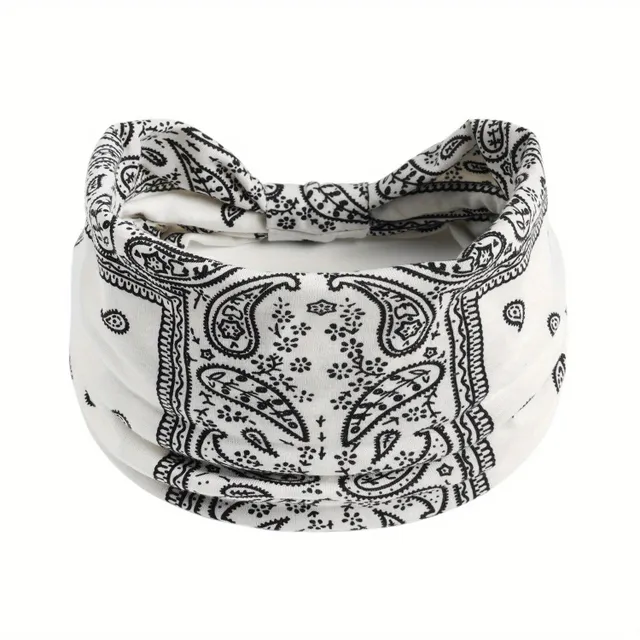 Women's boho headband with paisley pattern - stretchable and elegant for sport and common wearing