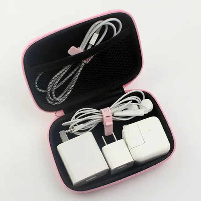 Protective cover for headphones and charger with cover and cable clips in Stitch theme