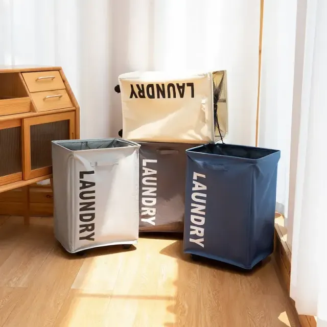 1 pc Foldable laundry basket with wheels and waterproof storage bag