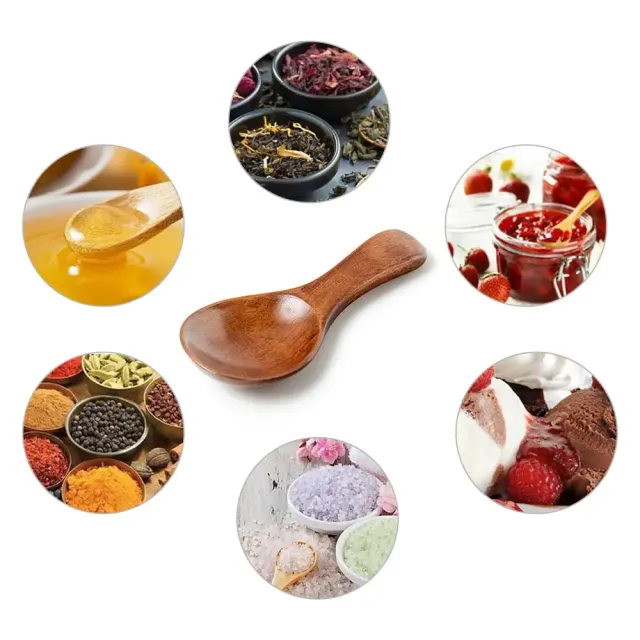 Wooden teaspoon, honey, coffee, spices and other kitchen ingredients