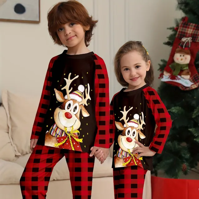 2pcs Children's Pajamas with Elke, Long Sleeve & Cube Pants, Comfortable Pajamas, Children's Clothes at Home, As Gift