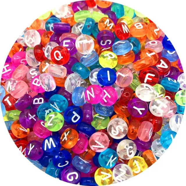 Coloured letter oval beads