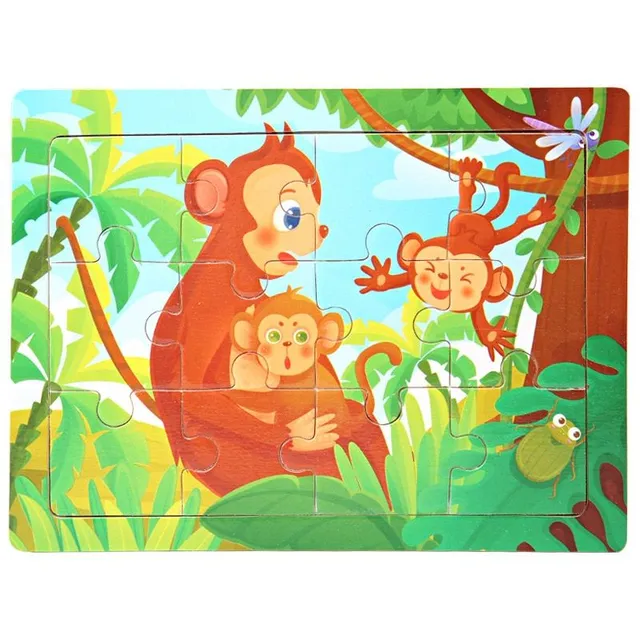 Kids cute wooden puzzle with pets 24
