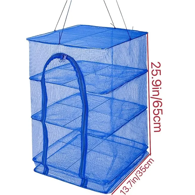 Folding food dryer with 4 network floors - insect nets and zipper for easy filling
