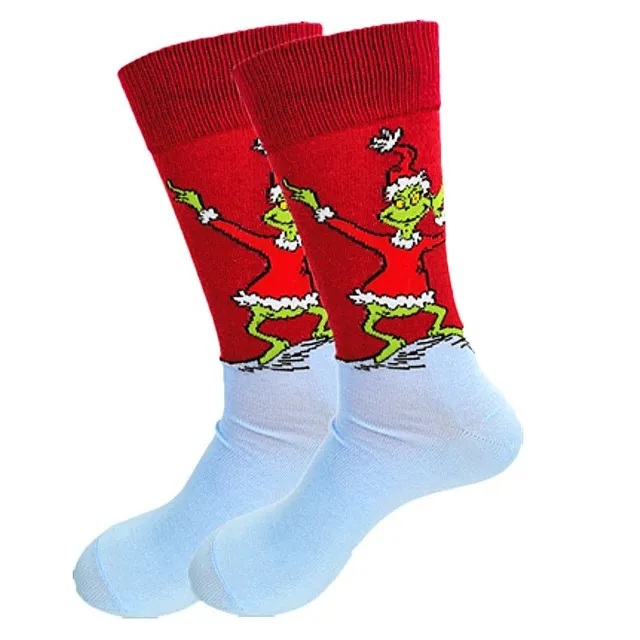 Unisex high socks with Christmas print Grinch and others